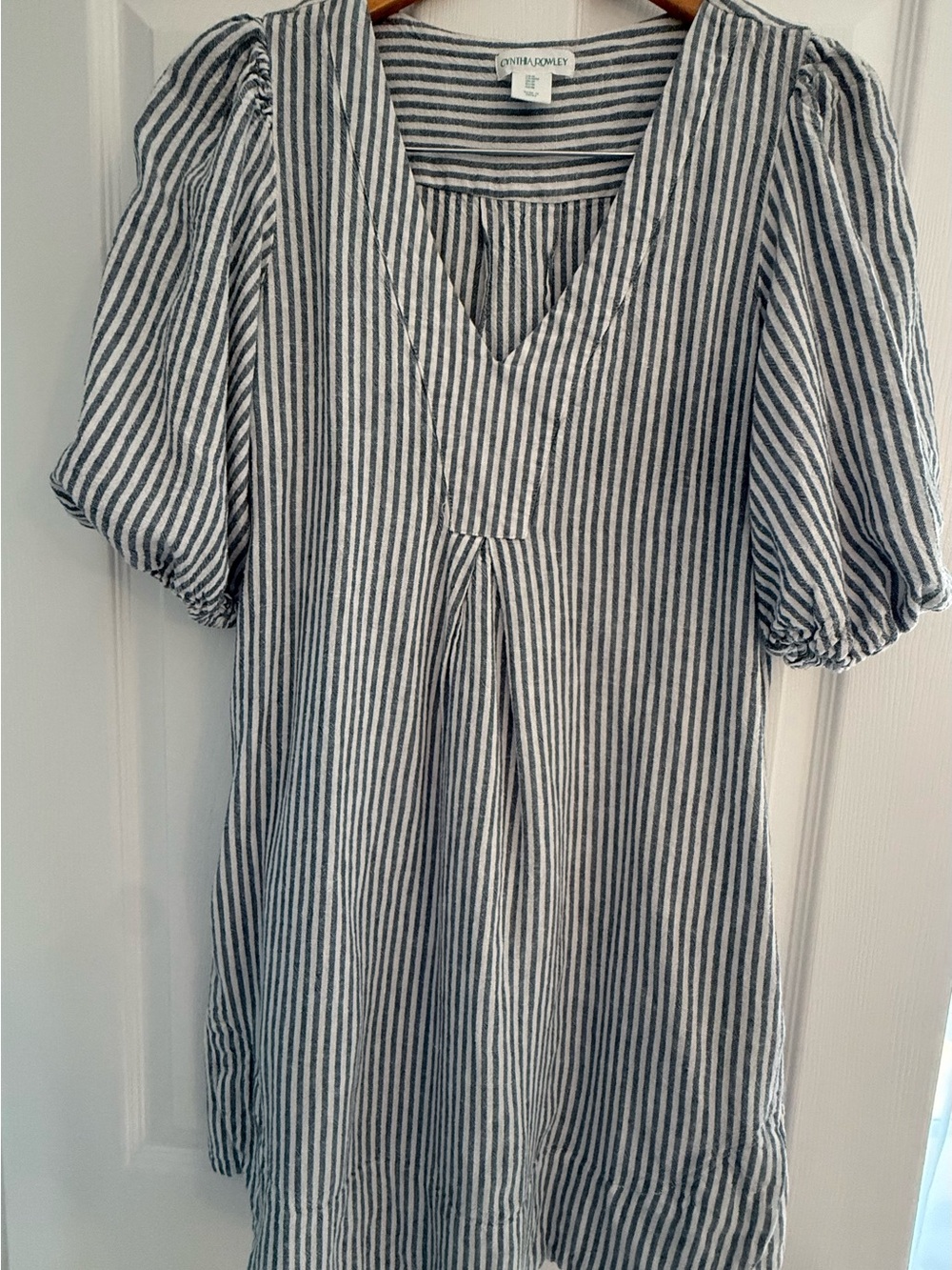 Cynthia Rowley Grey and White Striped Midi Dress